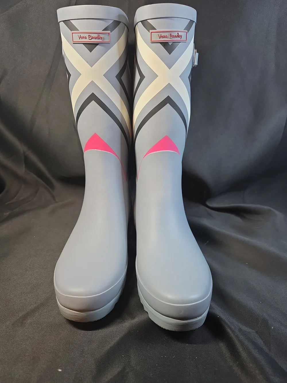 Vera Bradley Gray & Pink Patterned Women's Rain Boots
